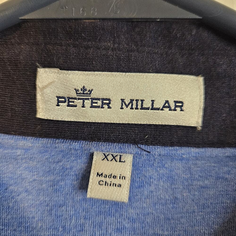 Peter Millar Men's XXL Navy Blue Long Sleeve Pima Cotton Blend Polo Shirt - Picture 4 of 5